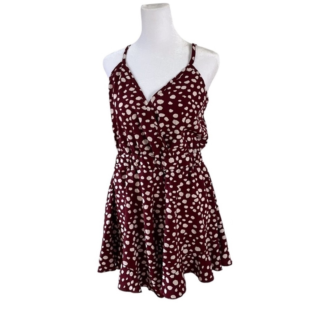 Cupshe Burgundy Ditsy Print Cami Romper Size XL